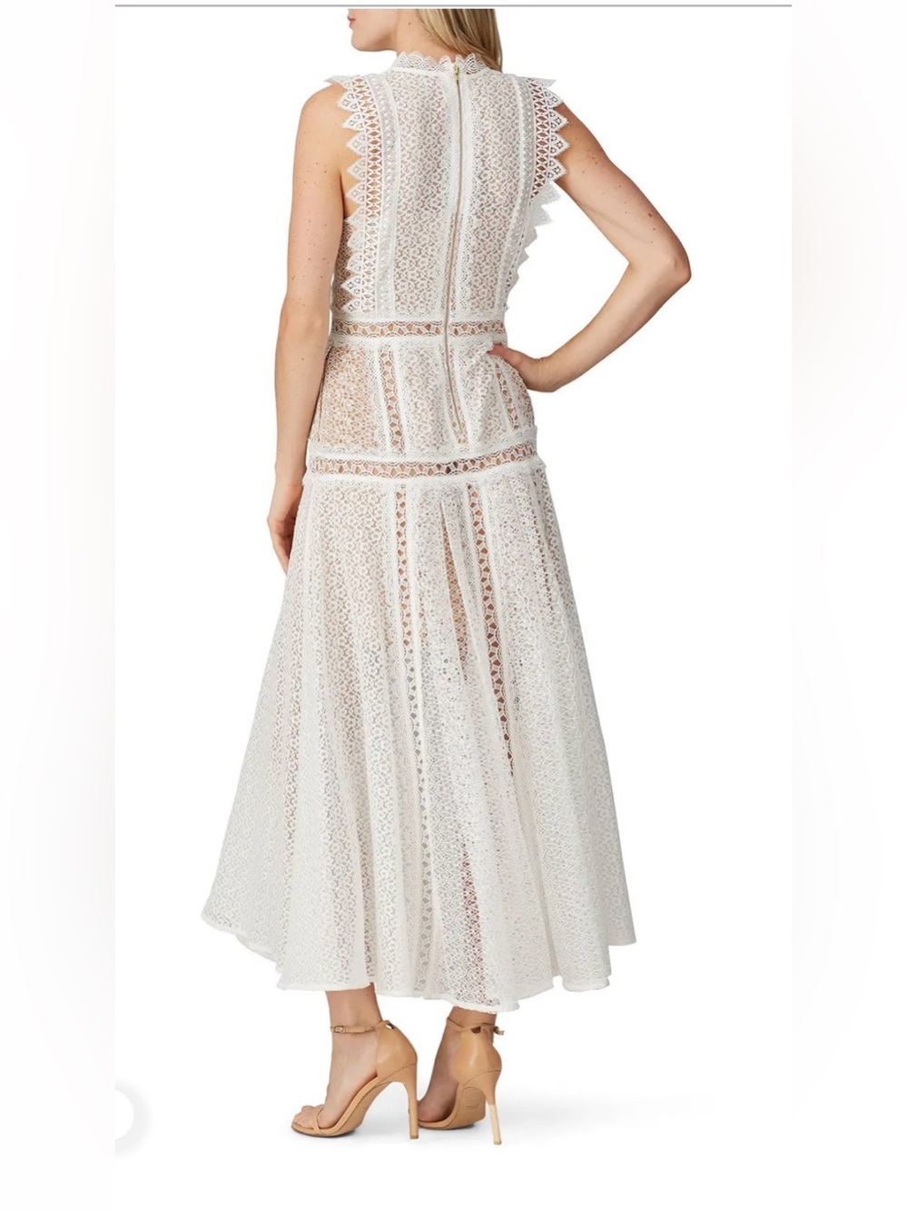 Self-Portrait White Lace Midi Dress - Size US 6 (Fits like a 2/4) - Picture 3 of 9